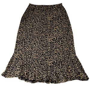 Mirasol Vintage Abstract Gold and Black Stretchy Women's Midi Skirt Size M